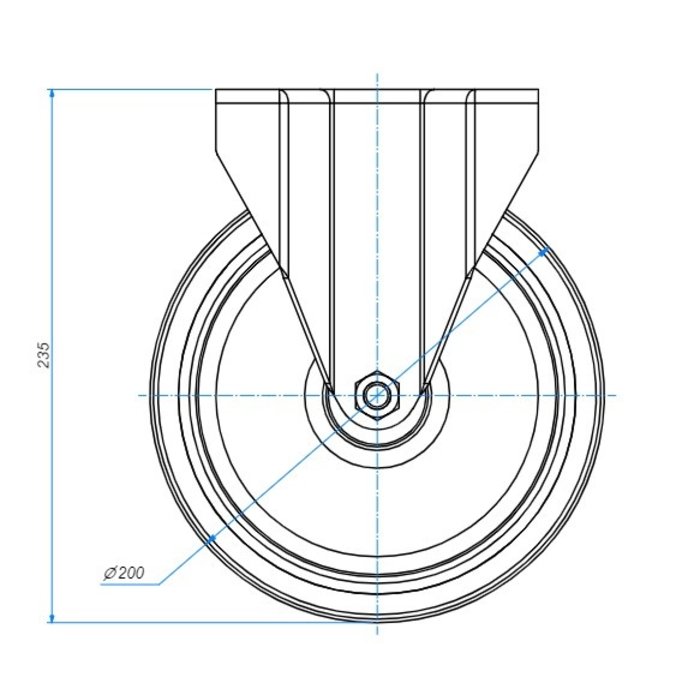 Rvs bokwiel 200 mm - rollager - 300 kg