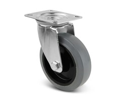 Elastisch rubber zwenkwiel 80 mm - 110 kg