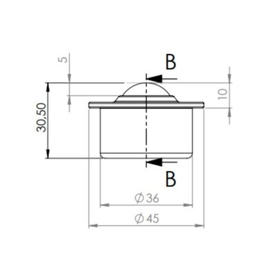 Rvs kogelpot 22.2 mm - rvs kogelrol - 160 kg