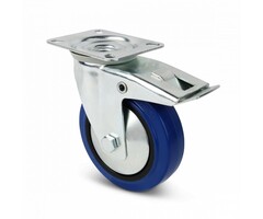 Elastisch rubber zwenkwiel met rem 100 mm - 160 kg