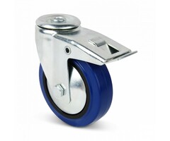Elastisch rubber zwenkwiel met rem 100 mm - 160 kg