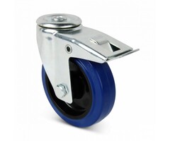 Elastisch rubber zwenkwiel met rem 100 mm - 160 kg