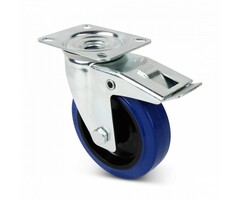 Elastisch rubber zwenkwiel met rem 125 mm - 220 kg
