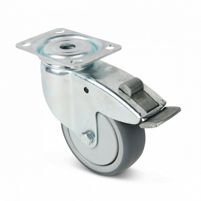 Apparaten zwenkwiel met rem 125 mm - kogellager - 125 kg