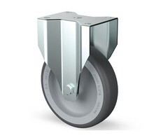 Rvs bokwiel 75 mm Rubber    - 60 kg