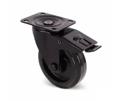 Zwart zwenkwiel met rem  125 mm - 200 kg