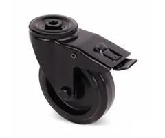 Zwart zwenkwiel met rem  100 mm - 150 kg
