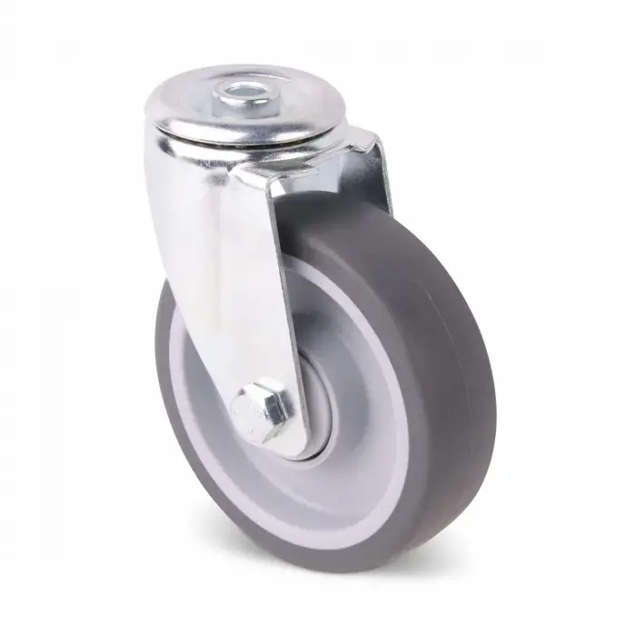 Rubber zwenkwiel 125 mm - kogellager - 135 kg