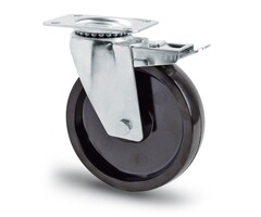 Rvs hittebestendig zwenkwiel met rem 100 mm - 150 kg