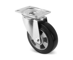 Elastisch rubber zwenkwiel 125 mm - 300 kg