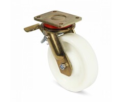 Nylon zwaarlast zwenkwiel met rem 200 mm - 1300 kg