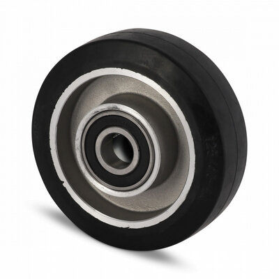 Rubber wiel 125 mm - kogellager asgat 20 mm - 250 kg