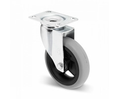 Zwenkwiel 125 mm zacht grijs rubber - 75 kg