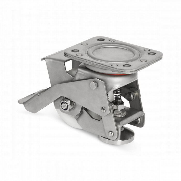 Rvs hefzwenkwiel met stelvoet 80 mm - Nylon - 350 kg