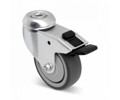 TPR rubber zwenkwiel met rem 75 mm - 60 kg