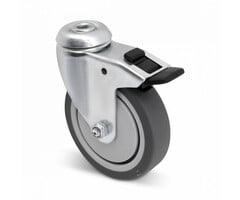 TPR rubber zwenkwiel met rem 100 mm - 80 kg