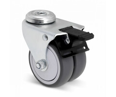 Dubbel zwenkwiel met rem 75 mm - 100 kg