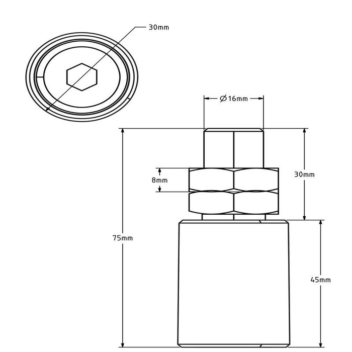 Geleiderol 30 mm schuifpoort - polyamide - 75 kg