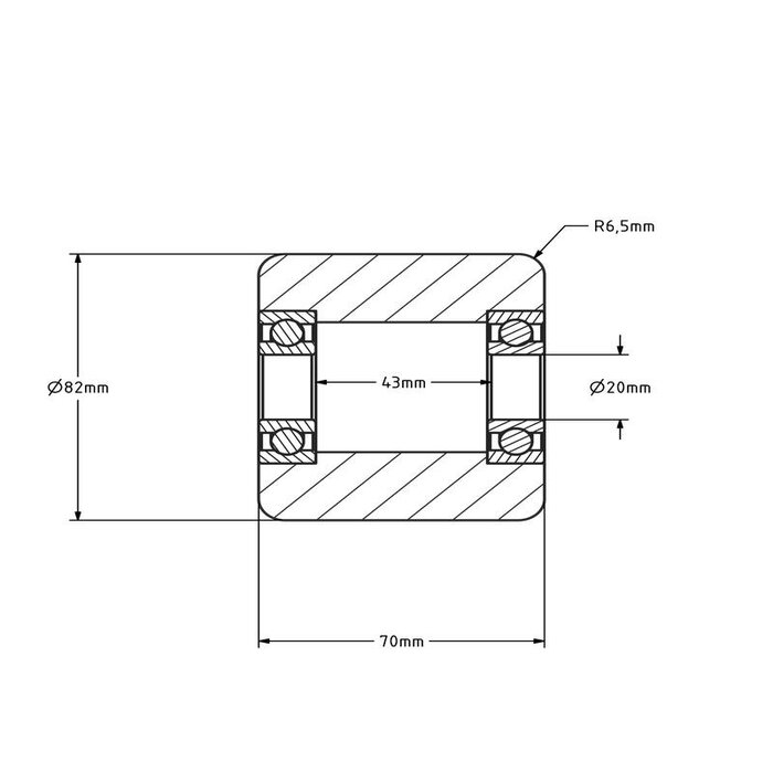 Nylon palletrol 82x70 mm - kogellager - 700 kg