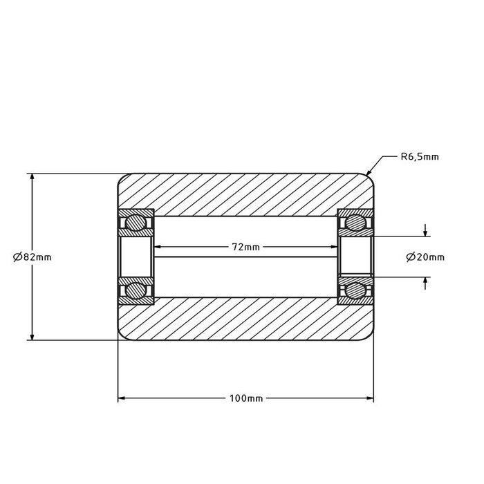 Nylon palletrol 82x100 mm - kogellager - 1000 kg