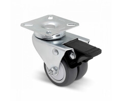 Dubbel zwenkwiel met rem 50 mm - 80 kg