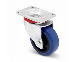 Versterkt blauw rubber zwenkwiel 100 mm  - 180 kg