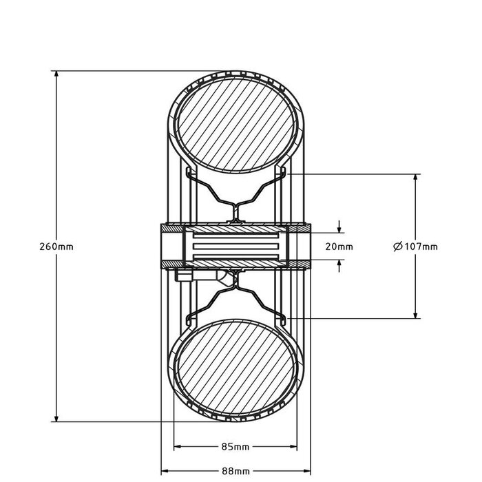 Luchtbandwiel 260x85 mm - blokprofiel - 200 kg
