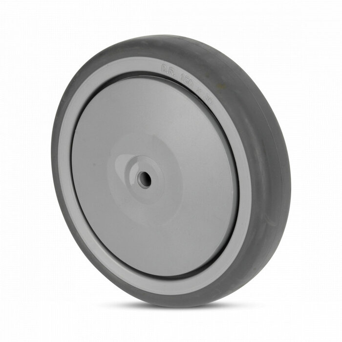 Rubber wiel 150x30 mm - kogellager asgat 8 mm - 100 kg