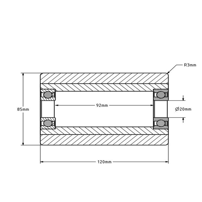 PU palletrol 85x120 mm - kogellager - 900 kg