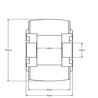 Gietnylon wiel 150 mm - kogellager - 3000 kg