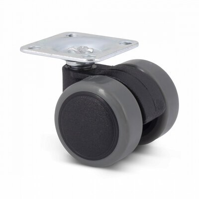 Zwart meubelwiel 35 mm - plaat - 50 kg