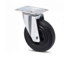 Volrubber zwenkwiel 80 mm - 50 kg