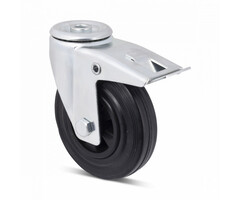 Volrubber zwenkwiel met rem 80 mm - 50 kg