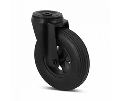 Zwart geschuimd PU zwenkwiel 200 mm - 100 kg