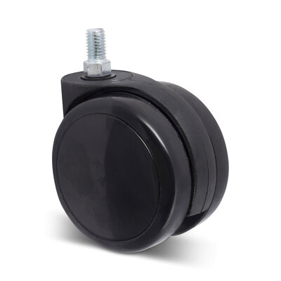 Zwart meubelwiel 75 mm - M10 - 75 kg