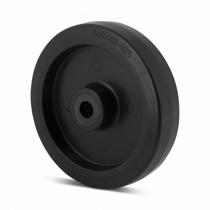 Rubber wiel 200 mm - rollager asgat 20 mm - 400 kg