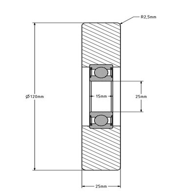Geleiderol 120x25 mm - polyurethaan - 270 kg