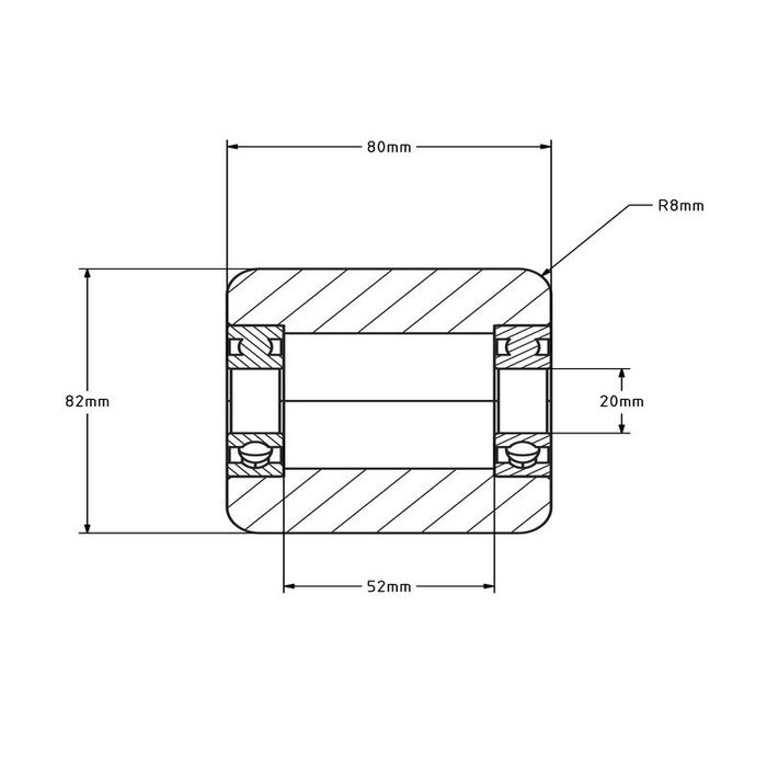 Nylon palletrol 82x80 mm - kogellager - 800 kg