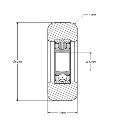 Geleiderol 50x15 mm - polyamide - 80 kg