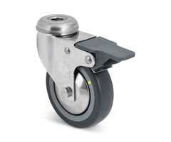 Derby Ruote ESD Rvs zwenkwiel met rem 80 mm PU - 50 kg