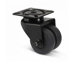 Dubbel zwart zwenkwiel 50 mm - 80 kg