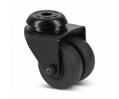 Dubbel zwart zwenkwiel 50 mm - 80 kg