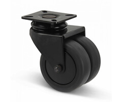 Dubbel zwart zwenkwiel 75 mm - 120 kg