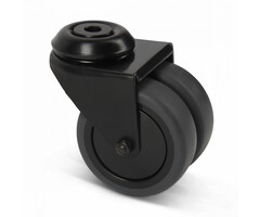 Dubbel zwart zwenkwiel 75 mm - 100 kg