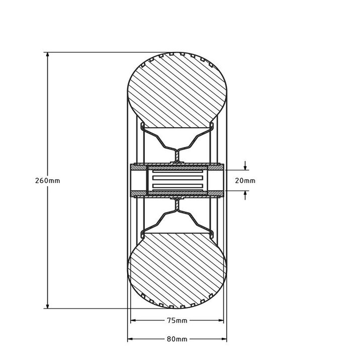 Antilek wiel 260x80 mm - massief - 70 kg