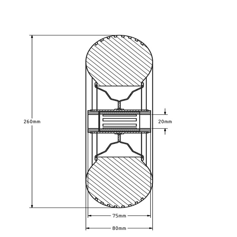 Antilek wiel 260x80 mm - massief - 70 kg