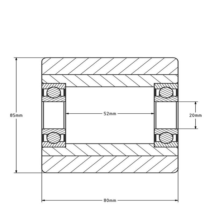 PU palletrol 85x80 mm - kogellager - 600 kg