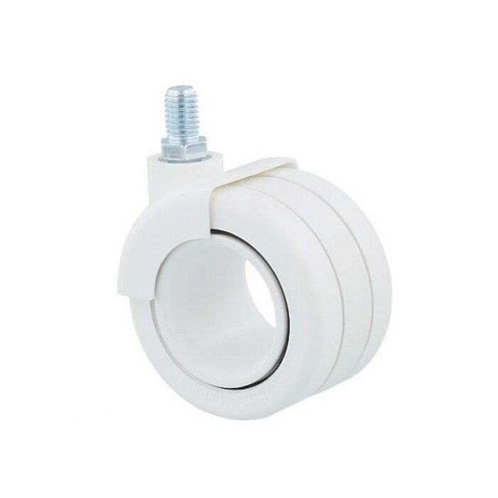 Wit meubelwiel 68 mm - M10