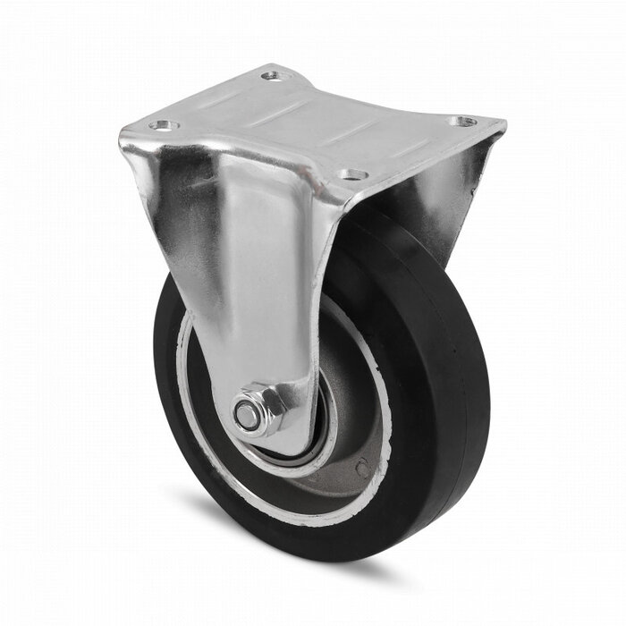 Rubber bokwiel 80 mm - kogellager - 120 kg