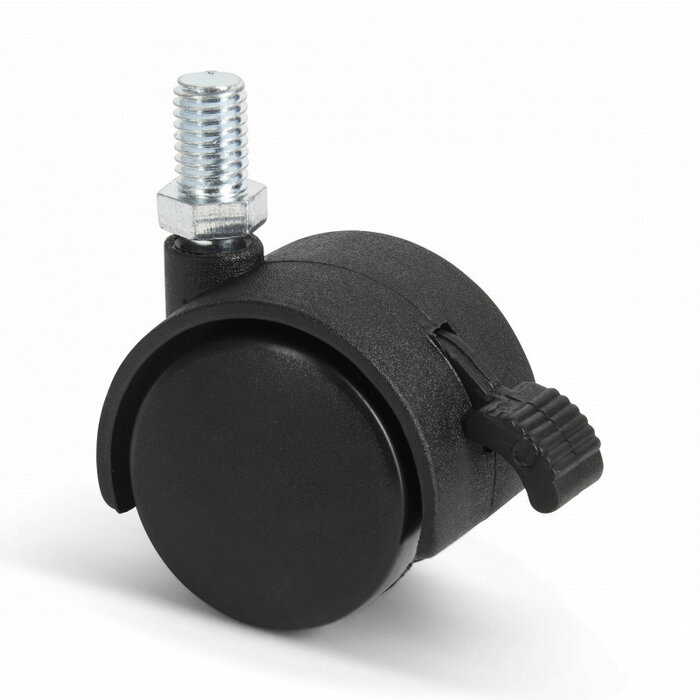 Zwart meubelwiel met rem 40 mm - M10 - 25 kg